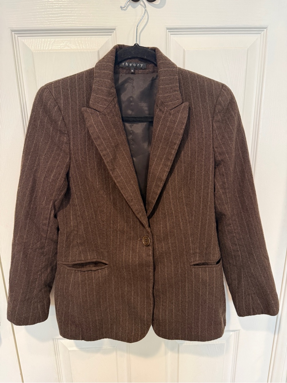 Theory Brown Pinstripe Blazer